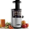 Omega Vertical Slow Masticating Juice Extractor 43 RPM Compact Design With Automatic Pulp Ejection, 150-Watt, Silver -KitchenAid Shop 412wP7w72JL