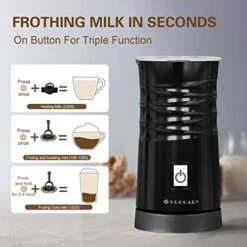 Electric Milk Frother And Steamer - Milk Frother And Steamer, Milk Frother With Hot And Cold Foam Function(4.05 Oz / 8.46oz), Black Automatic Milk Frother,120V