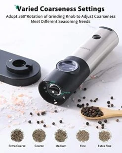Electric Salt And Pepper Grinder Set, USB Rechargeable Salt & Pepper Mill With Double Charging Base, Refillable Spice Automatic Mill Shakers Set With Adjustable Coarseness & LED Light 11 Electric Salt And Pepper Grinder Set, USB Rechargeable Salt & Pepper Mill With Double Charging Base, Refillable Spice Automatic Mill Shakers Set With Adjustable Coarseness & LED Light -KitchenAid Shop 412xVmcz7IL