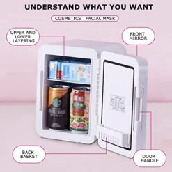 Mini Makeup Fridge With LED Light Mirror, Mini Car Fridge 8L Portable Skincare Preservation Beauty Refrigerator For Home Travel Use (Color : Pink) -KitchenAid Shop 412yX2S6OGL