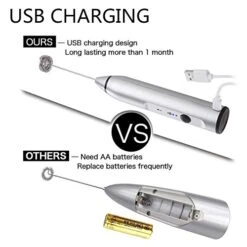 Electric Milk Frother, Rechargeable Electric Milk Frother With 2 Whisks Speed Adjustable Handheld Foam Maker(silver) -KitchenAid Shop 412yiM2ayBL