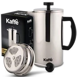 Kaffe E Large French Press Coffee Maker & Camping Coffee Pot - Double-Wall Stainless Steel Tea & Coffee Press With Extra Filter - Perfect Travel & Camping Cookware (6 Cups / 0.8L) -KitchenAid Shop 4131iF7qvJL