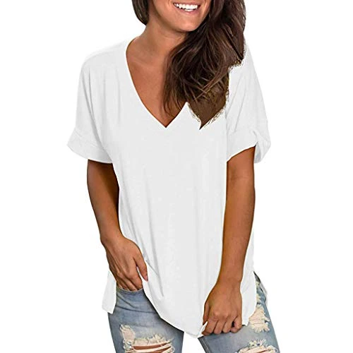 Meikosks Womens Summer Short Sleeve Shirt V Neck Tops Solid Color Basic Pullover Workout Blouses 3 Meikosks Womens Summer Short Sleeve Shirt V Neck Tops Solid Color Basic Pullover Workout Blouses