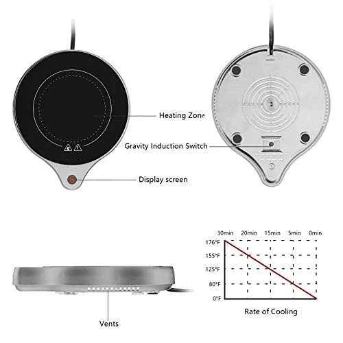 Coffee Mug Warmer And Office Warmer, Electric Beverage Warmer With 5 Temperature Settings, Coffee Warmer For Cocoa Milk Milk, Auto On/Off Gravity-Induction Mug Warmer For Office Desk Use 5 Coffee Mug Warmer And Office Warmer, Electric Beverage Warmer With 5 Temperature Settings, Coffee Warmer For Cocoa Milk Milk, Auto On/Off Gravity-Induction Mug Warmer For Office Desk Use - Image 3