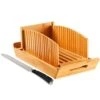 Bamboo Bread Slicer For Homemade Bread, Crumb Catcher, Collapsible And Compact Bread Cutter With 3 Sizes Cutting Guide