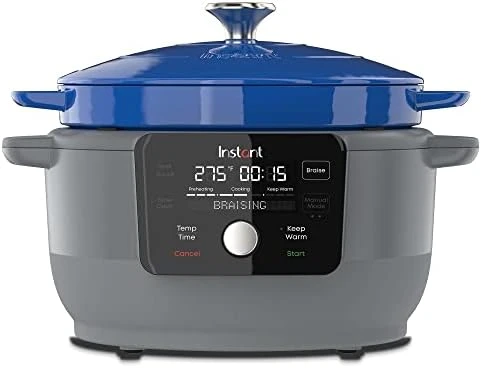 , 6-Quart 1500W Electric Round Dutch Oven, 5-in-1: Braise, Slow Cook, Sear/Sauté, Cooking Pan, Food Warmer, Enameled Cast Iron, Free App With 50 Recipes, Perfect Wedding Gift, Green 9 , 6-Quart 1500W Electric Round Dutch Oven, 5-in-1: Braise, Slow Cook, Sear/Sauté, Cooking Pan, Food Warmer, Enameled Cast Iron, Free App With 50 Recipes, Perfect Wedding Gift, Green - Image 7