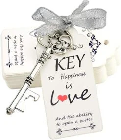 52pcs Skeleton Key Bottle Opener Wedding Favors For Guests Personalized Souvenir Set With Thank You Gift Cards And Ribbons For Wedding Bridal Shower Party Favors(Antique Silver) -KitchenAid Shop 413TrGH8NKL. AC
