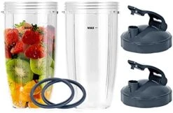 2 Pcs Replacement 18oz Cups For Blender【3 Size Options, 18oz, 24oz, 32oz】with Two Flip Top To Go Lid, Rubber Seals, Compatible With NutriBullet 600w And 900w Blender Accessory. -KitchenAid Shop 413WTpbnb8L. AC