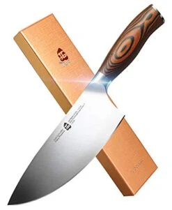 Herb Rocking&Salad Knife- Vegetable Cleaver - High Carbon German Stainless Steel Kitchen Knife - Pakkawood Handle Veggie Chopper - Luxurious Gift Box Included - 7 Inch - Fiery Phoenix Series