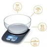 Beurer KS25 Digital Kitchen Scale | With 1.2l Weighing Bowl | Tare Weighing Function | Adjustable Between Kg, G, Lb, Oz | 3kg Weight Capacity