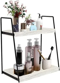 Dorhors 2 Tier Bathroom Counter Organizer Storage,Vanity Organizer For Bathroom Counter,Wood Counter Standing Rack For Bathroom,Dresser,Kitchen -KitchenAid Shop 413uyxtp TL. AC