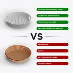 2 Pcs Silicone Air Fryer Liners-Reusable Heat Resistant Food Safe Silicone Bowl/Pot For Air Fryer And Microwave (GREY+GREY- 8inch) -KitchenAid Shop 413vAas8onL