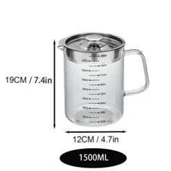 Glass Bacon Grease Container，Transparent Glass Grease Strainer，1.5/1.58 Quart LCooking Oil Storage Grease Keeper Bacon Grease Container With Strainer (1.5/1.58 Quart) -KitchenAid Shop 413yb6RjFYL
