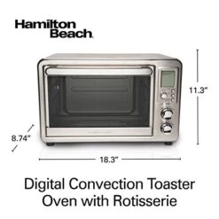 Hamilton Beach 31190C Digital Display Countertop Convection Toaster Oven With Rotisserie, Large 6-Slice, Stainless Steel -KitchenAid Shop 413ziFCUj0L