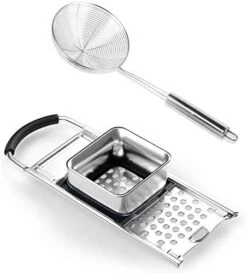 Stainless Steel Spaetzle Maker With Rubber Handle And Skimmer Homemade Egg Noodle Dumpling Perfect Sized For Pots And Pans Making Tool -KitchenAid Shop 414 gLb9hsL. AC