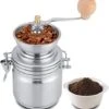 Manual Coffee Grinder Stainless Steel Adjustable Burr Manual Coffee Grinder Spice Nuts Grinding Mill Hand Tool Sliver For Espresso, Pour Over(Sliver)