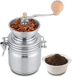 Manual Coffee Grinder Stainless Steel Adjustable Burr Manual Coffee Grinder Spice Nuts Grinding Mill Hand Tool Sliver For Espresso, Pour Over(Sliver)