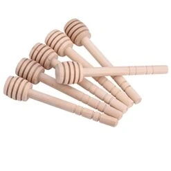50Pcs Wooden Jam Honey Dipper, Mini Portable Honeycomb Sticks For Honey Jar Dispense Collecting Stirring Drizzle Honey Rod, Five Size For Choose(10cm)