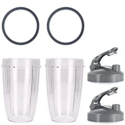 2 Pack Replacement 24oz Cups With Two Flip Top To Go Lid And Rubber Seals, Compatible With NutriBullet 600w/900w Blender Accessory
