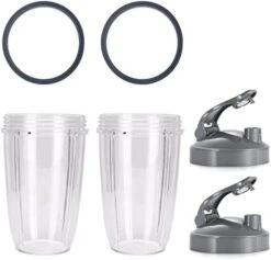 2 Pack Replacement 24oz Cups With Two Flip Top To Go Lid And Rubber Seals, Compatible With NutriBullet 600w/900w Blender Accessory -KitchenAid Shop 414MFFPFD8L. AC