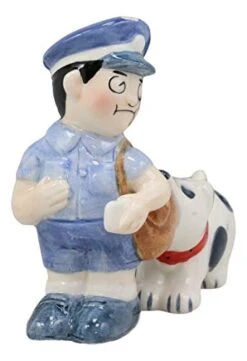 Ceramic Postman With Mail Thief Tramp Dog Salt And Pepper Shakers Magnetic Figurine Set 3.5"Tall Kitchen Counter And Dining Table Decorative Collectibles