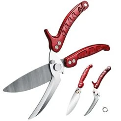 Kitchen Scissors Heavy Duty,Shears All Purpose Dishwasher Safe,Stainless Steel Multi-function Poultry Shears,Sharp Cooking Scissors For Chicken,Fish,Raptor,Meat,Turkey,Seafood,Crab,Bone (Burgundy)