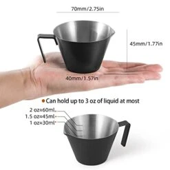 Espresso Measuring Cup With Handle 2 Pack Double Shot Espresso Cups 2oz Stainless Steel Espresso Pouring Cup For Barista Coffee Espresso Accessories (Matte Black) G5141B*2 -KitchenAid Shop 414ZyOSgFQL