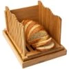 Bamboo Bread Slicer For Homemade Bread Loaf – Wooden Bread Cutting Board With Crumble Holder – Foldable, Adjustable And Compact Loaf Cutter – Thin Or Thick Slices