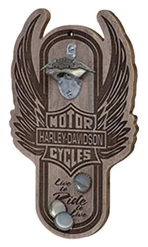 Harley Davidson Winged Bar & Shield Magnetic Wooden Bottle Opener HDL-18570 4 Harley Davidson Winged Bar & Shield Magnetic Wooden Bottle Opener HDL-18570 - Image 2