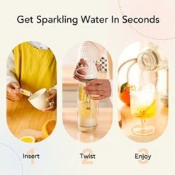Sparkling Water Maker -Portable Soda Maker Machine For Home, 450ml Compact Size With 20 Mini Cylinders Included, Seltzer Water Maker No Electricity, Double Layer PET Bottle, BPA Free, Double Pressure Relief Valves, Silver -KitchenAid Shop 414f4hNJiCL