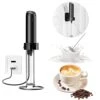 Milk Frother Handheld, BGFOX Drink Mixer Electric Handheld With Stainless Steel Stand, Rechargeable Frother For Coffee For Cappuccino, Latte, Protein Powder, Hot Chocolate, Matcha, Black