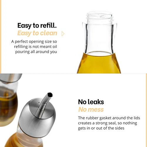 Exquisite Olive Oil & Vinegar Dispenser Set | 7.5 OZ No Drip Acrylic Cruets For Oil, Vinegar, Salad Dressing, Soy Sauce & More | Functional, Leakproof Oil Dispenser Bottle Set 5 Exquisite Olive Oil & Vinegar Dispenser Set | 7.5 OZ No Drip Acrylic Cruets For Oil, Vinegar, Salad Dressing, Soy Sauce & More | Functional, Leakproof Oil Dispenser Bottle Set - Image 3