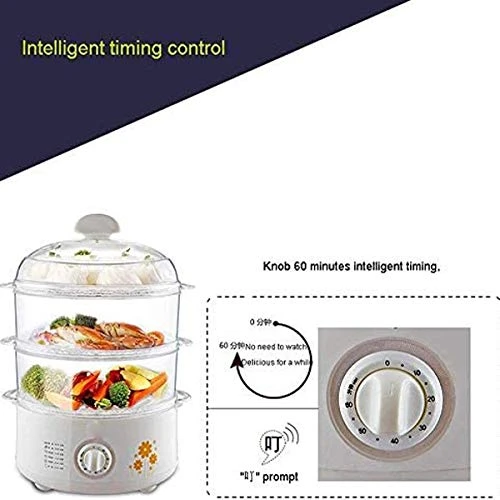 HYDZQ 10 Liter Electric Steamer, Multifunctional Household Three-Layer Steamer, Small Automatic Power-Off Steaming Vegetables, Electric Steam Steamer 5 HYDZQ 10 Liter Electric Steamer, Multifunctional Household Three-Layer Steamer, Small Automatic Power-Off Steaming Vegetables, Electric Steam Steamer - Image 3