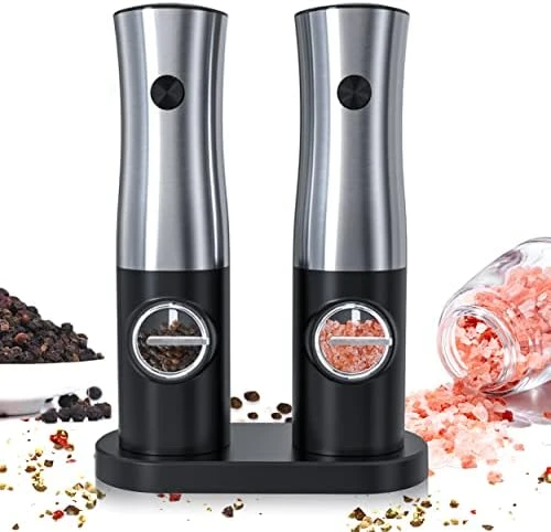 Electric Salt And Pepper Grinder Set, Rechargeable Pepper Grinder With Charger Tray, USB Cable, One Hand Operation, Adjustable Coarseness With Ceramic Grinder, ABS Body, (Set Of 2,Black) 11 Electric Salt And Pepper Grinder Set, Rechargeable Pepper Grinder With Charger Tray, USB Cable, One Hand Operation, Adjustable Coarseness With Ceramic Grinder, ABS Body, (Set Of 2,Black) - Image 9