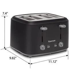 Enmore 4-Slice Toaster With Dual Controls, Matte Black And Gray, Wide Slots, Self-Adjusting Bread Guides, Adjustable Browning, 6 Shade Settings, Toast, Bagels, Waffles, English Muffins 14 Enmore 4-Slice Toaster With Dual Controls, Matte Black And Gray, Wide Slots, Self-Adjusting Bread Guides, Adjustable Browning, 6 Shade Settings, Toast, Bagels, Waffles, English Muffins -KitchenAid Shop 4157OtzmSjL