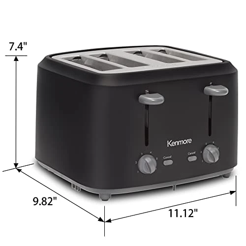 Enmore 4-Slice Toaster With Dual Controls, Matte Black And Gray, Wide Slots, Self-Adjusting Bread Guides, Adjustable Browning, 6 Shade Settings, Toast, Bagels, Waffles, English Muffins 8 Enmore 4-Slice Toaster With Dual Controls, Matte Black And Gray, Wide Slots, Self-Adjusting Bread Guides, Adjustable Browning, 6 Shade Settings, Toast, Bagels, Waffles, English Muffins - Image 6