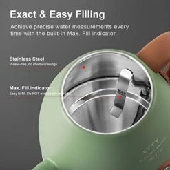 Electric Kettle With Thermometer Stainless Steel 1.5L 1000W Gooseneck Pour Over Coffee Tea Kettle, Hot Water Boiler Heater With Water Temperature Display Quick Heating Boiling Water 110V US Plug Green -KitchenAid Shop 41589jimQ1L