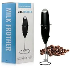 Milk Frother Handheld Electric Whisk, High Power Handheld Drink Mixer, Stainless Steel Coffee Whisk, Frother For Coffee, Cappuccino, Matcha, Hot Chocolate, Battery Operated (Not Included) Black