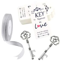 52pcs Skeleton Key Bottle Opener Wedding Favors For Guests Personalized Souvenir Set With Thank You Gift Cards And Ribbons For Wedding Bridal Shower Party Favors(Antique Silver) -KitchenAid Shop 415LYJqg6nL