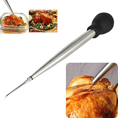 Home Servz 304 Stainless Steel Turkey Baster Syringe Injector Needle With Cleaning Brush- Black Rubber Bulb 4 Home Servz 304 Stainless Steel Turkey Baster Syringe Injector Needle With Cleaning Brush- Black Rubber Bulb - Image 2