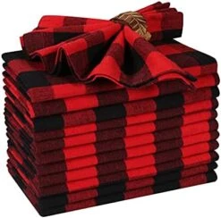 Cloth Dinner Napkin Gingham Plaid Check Fabric-18X18 Red White, Wedding Napkins, Cocktails Napkins, Fabric Napkins, Cotton Napkins, Mitered Corners & Generous Hem, Dinner Napkins Set Of 12 -KitchenAid Shop 415UYqSZwfS. AC