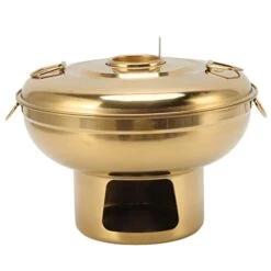 Uxsiya Charcoal Dry Ice Hotpot, Lightweight Portable Fast Heating Charcoal Hot Pot Stainless Steel For Banquets(Silver)