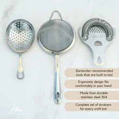 Cocktail Strainer Set – 3 Piece Stainless Steel Bar Strainer Set (Hawthorne Strainer, Julep Strainer & Fine Mesh Strainer) - Durable Bar Tools – Ergonomic Bar, Home Strainers For Kitchen -KitchenAid Shop 415jigpMZcL