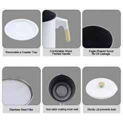 Bacon Grease Container With Strainer, 1.4L Grease Container For Kitchen,Oil Storage Container With Coaster Tray And Dust-proof Lid,Grease Holders With Easy Grip Handle.(White) -KitchenAid Shop 415rqUm5xJL