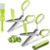 2 Packs Herb Scissors Set - Herb Scissors With 5 Blades And Cover, Herb Shears With 3 Blades, Shred Silk Knife, Cool Kitchen Gadgets For Cutting Fresh Garden Herbs. Also Used For Cutting Paper.…