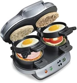 Hamilton Beach Dual Breakfast Sandwich Maker With Timer, Silver (25490A) -KitchenAid Shop 4163N3C2W4L. AC