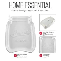 Home Essentials Mason Jar 7 X 5.5 X 1 Inch Spoon Rest Home Decor Product, White -KitchenAid Shop 4164oMng5EL
