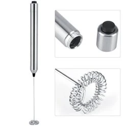 Milk Frother Battery Operated, Portable Travel Frother Electric Milk Foamer Coffee Frother Handheld Mini Drink Mixer With Spoon For Coffee, Latte, Cappuccino, Hot Chocolate -KitchenAid Shop 416CcAaqf6L