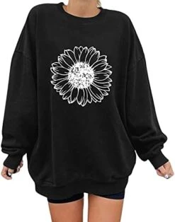 VODMXYGG Womens Pullover Long Sleeve Fashion Sunflower Print Loose Sweatshirt Blouse Winter Casual Basic Tops -KitchenAid Shop 416EwlzZkML. AC