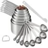 Measuring Cups And Spoons Set Of 15 Pcs, 7 Stainless Steel Stackable Heavy Measuring Cups, 8 Measuring Spoons, Metal Measuring Spoons And Cups For Dry Or Wet Ingredients During Baking.